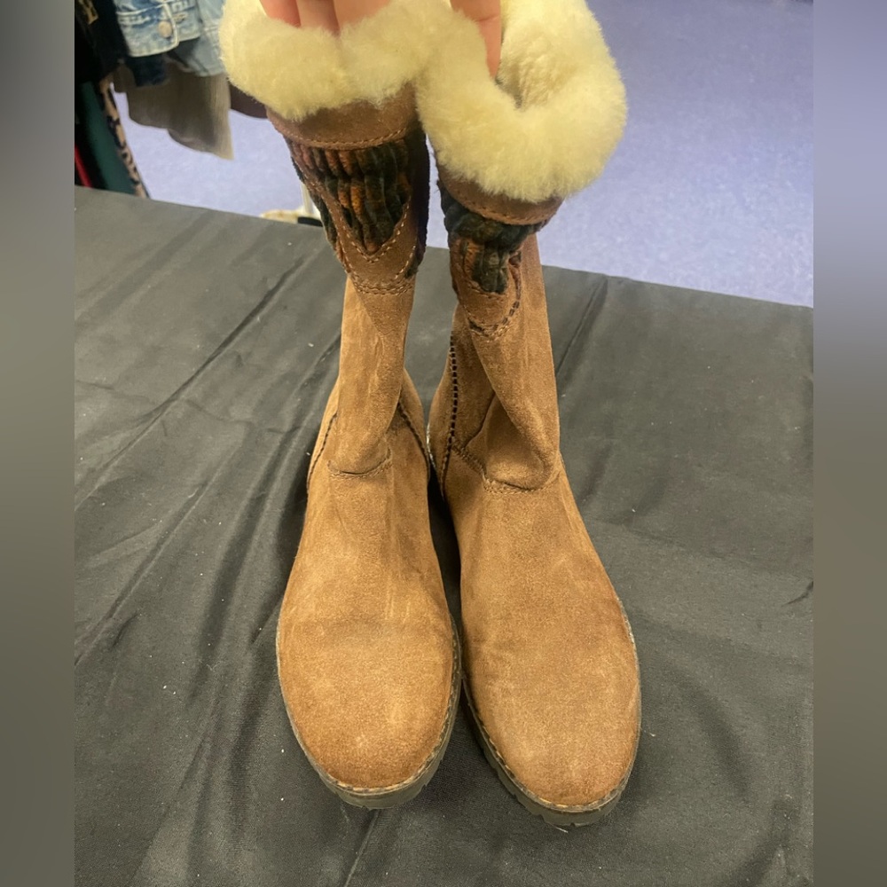 Tecnica Brown Suede Boots w Shearling Trim - size 36US